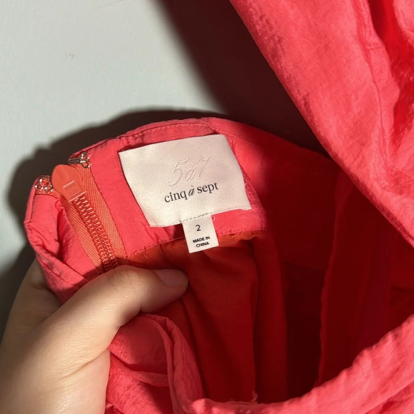 Cinq A Sept Judith Cutout Dress Size 2 in Neon Coral - Picture 7 of 9